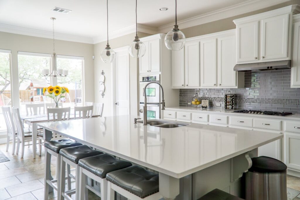 Modern kitchen with white cabinetry